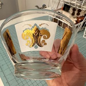 Anchor Hocking Vintage Fleur de Lis Gold Mid-Century Bowl